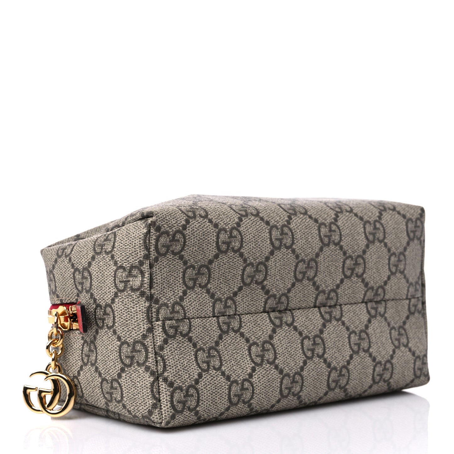 Soft GG Supreme Monogram Calfskin Medium Ophidia Cosmetic Case Beige Ebony Hibiscus Red