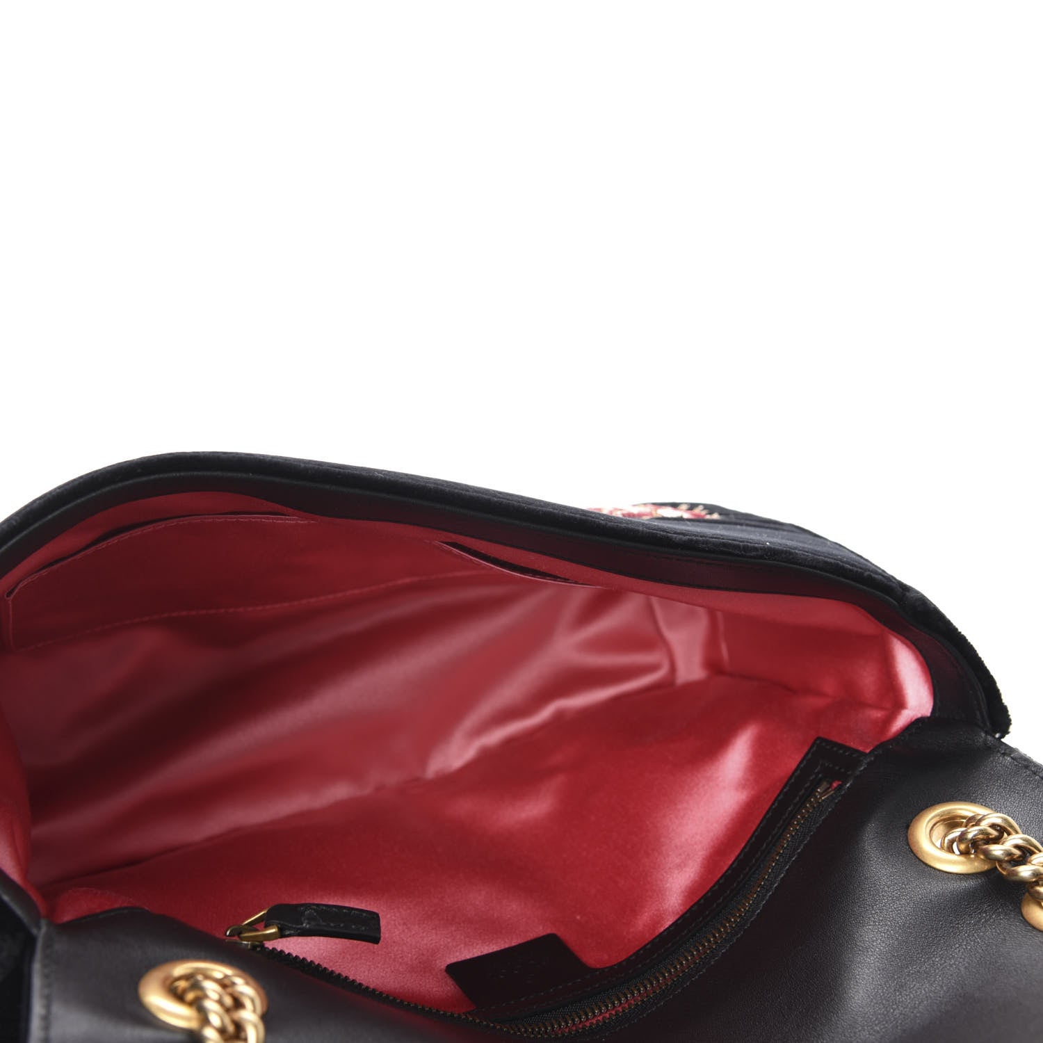 Gucci Velvet Matelasse Loved Embroidered Medium GG Marmont Shoulder Bag Black 5 of 10