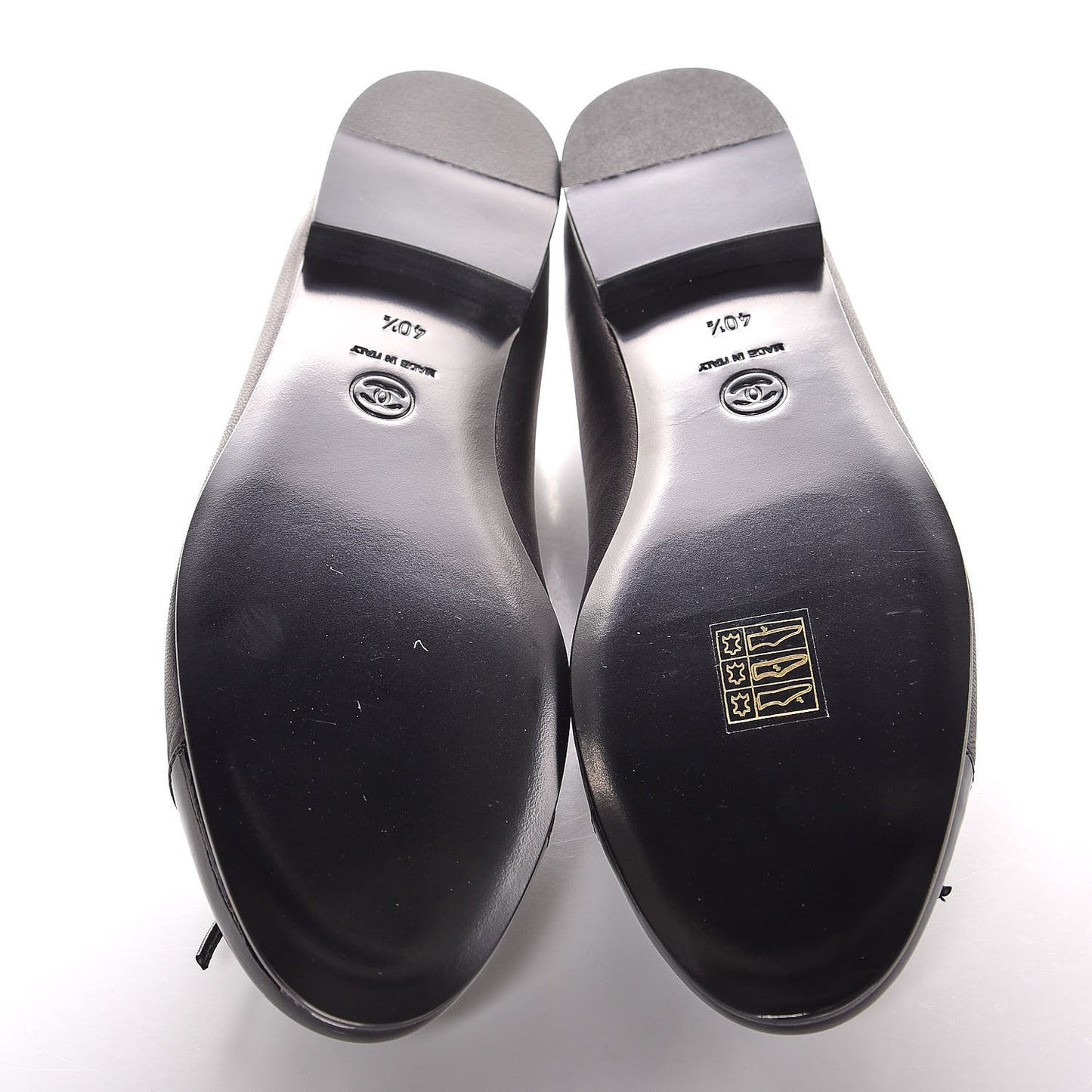 Lambskin Patent Cap Toe Ballerina Flats 40.5 Black