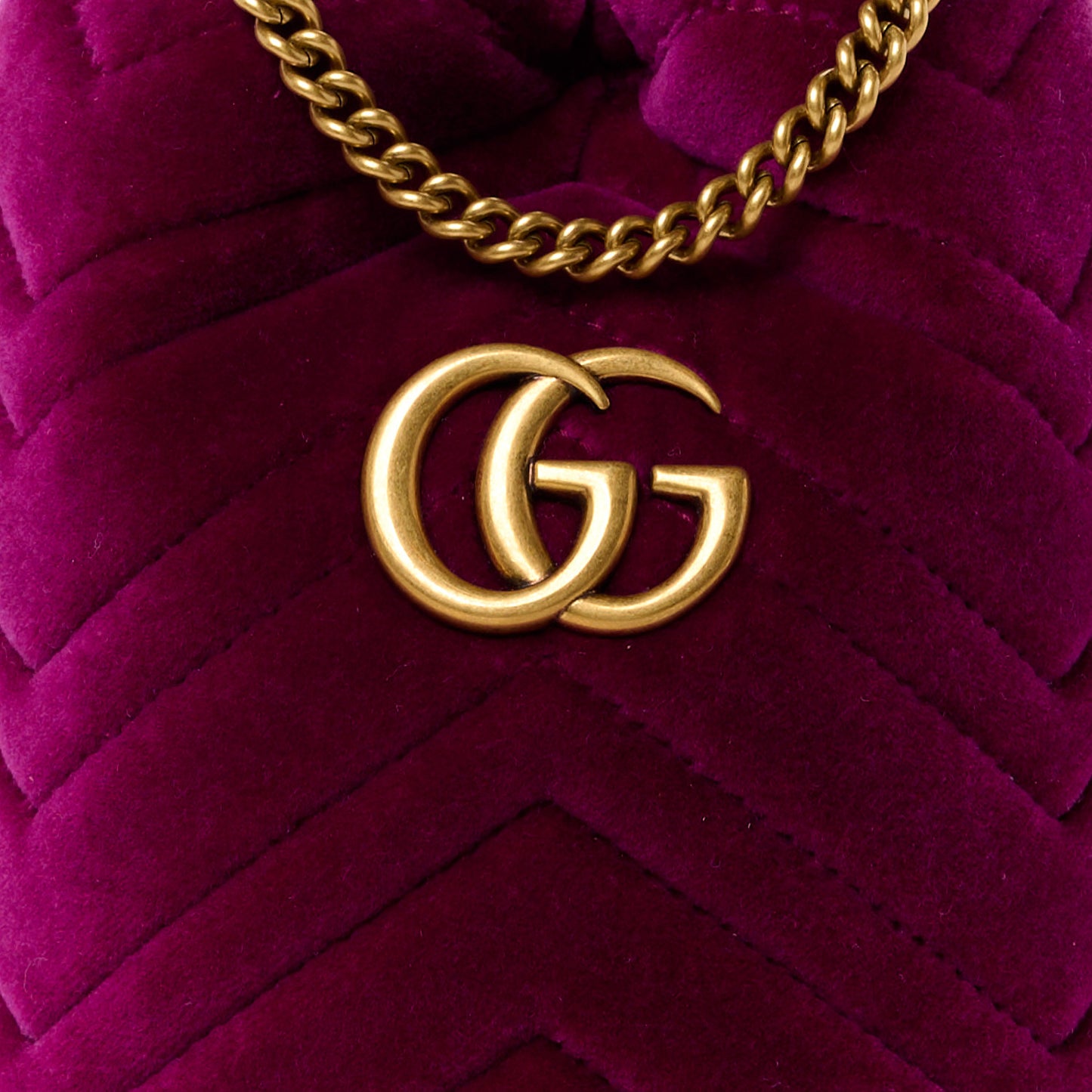 Velvet Matelasse Mini GG Marmont 2.0 Bucket Bag Fuchsia Violet Cyclamen