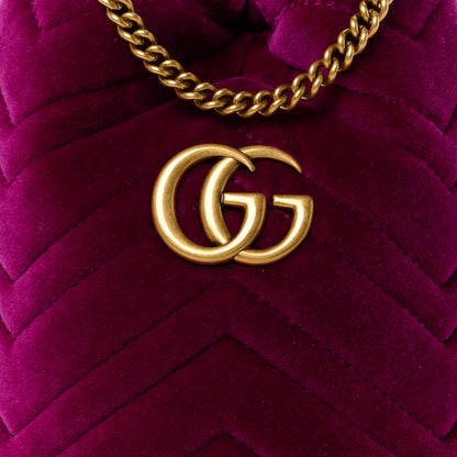 Gucci Velvet Matelasse Mini GG Marmont 2.0 Bucket Bag Fuchsia Violet Cyclamen 8 of 11