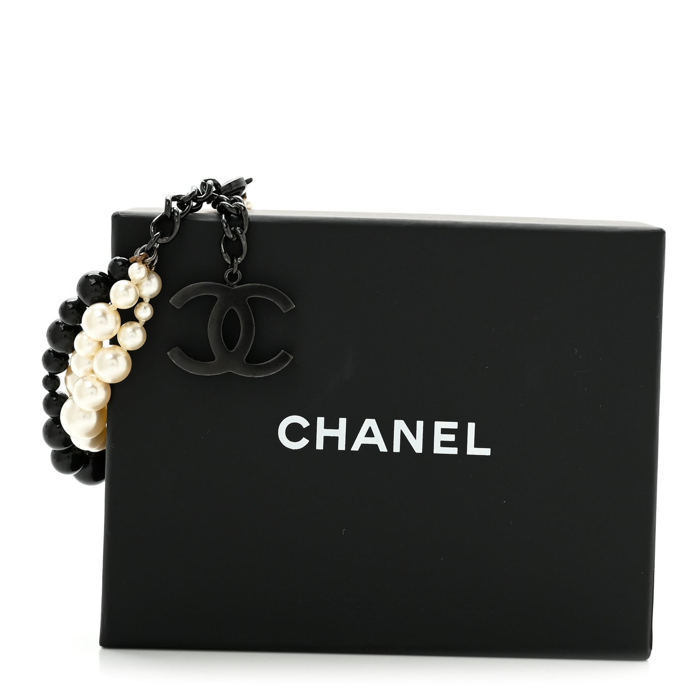 Pearl Bead CC Bracelet White Black