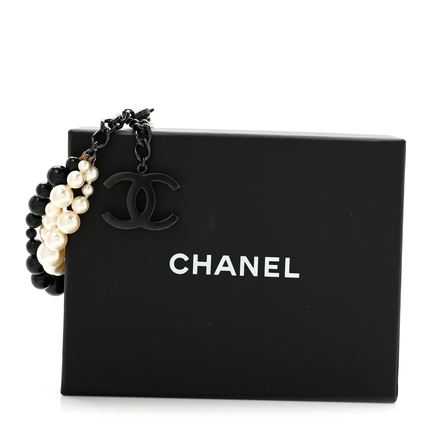 Chanel Pearl Bead CC Bracelet White Black 5 of 5
