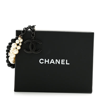 Chanel Pearl Bead CC Bracelet White Black 5 of 5