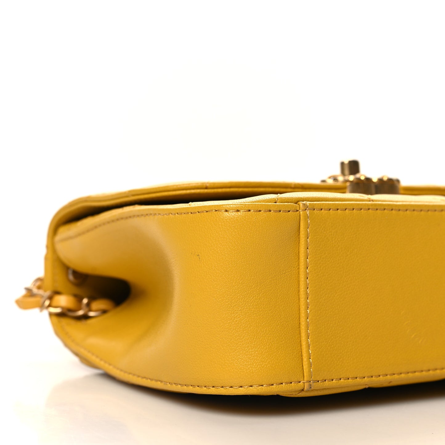 Lambskin Quilted Small Chain Infinity Top Handle Flap Yellow