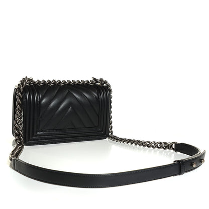 Chanel Calfskin Chevron Quilted Small Boy Flap Black 3 of 9