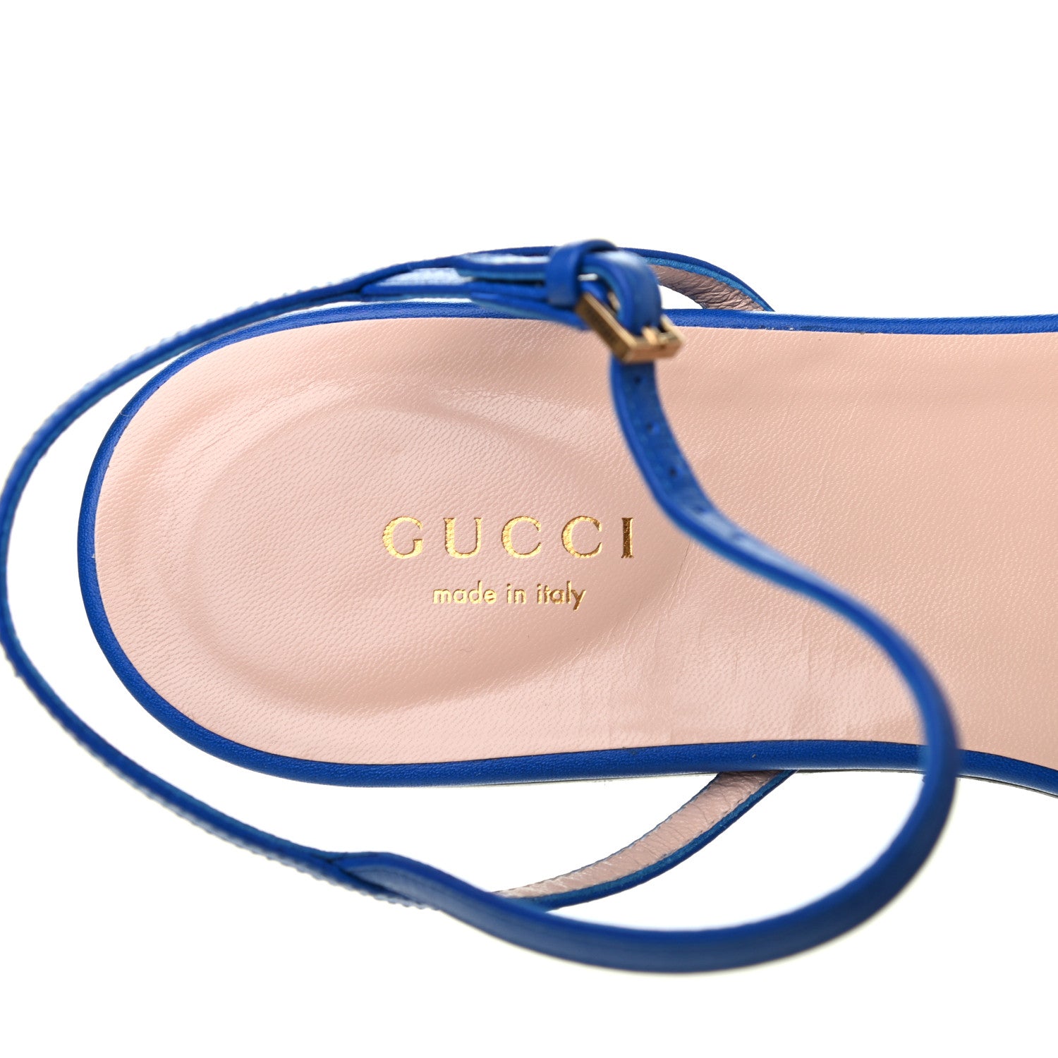 Gucci Lifford Calfskin GG Marmont Ankle Wrap Flat Sandals 39 Bright Blue 5 of 5