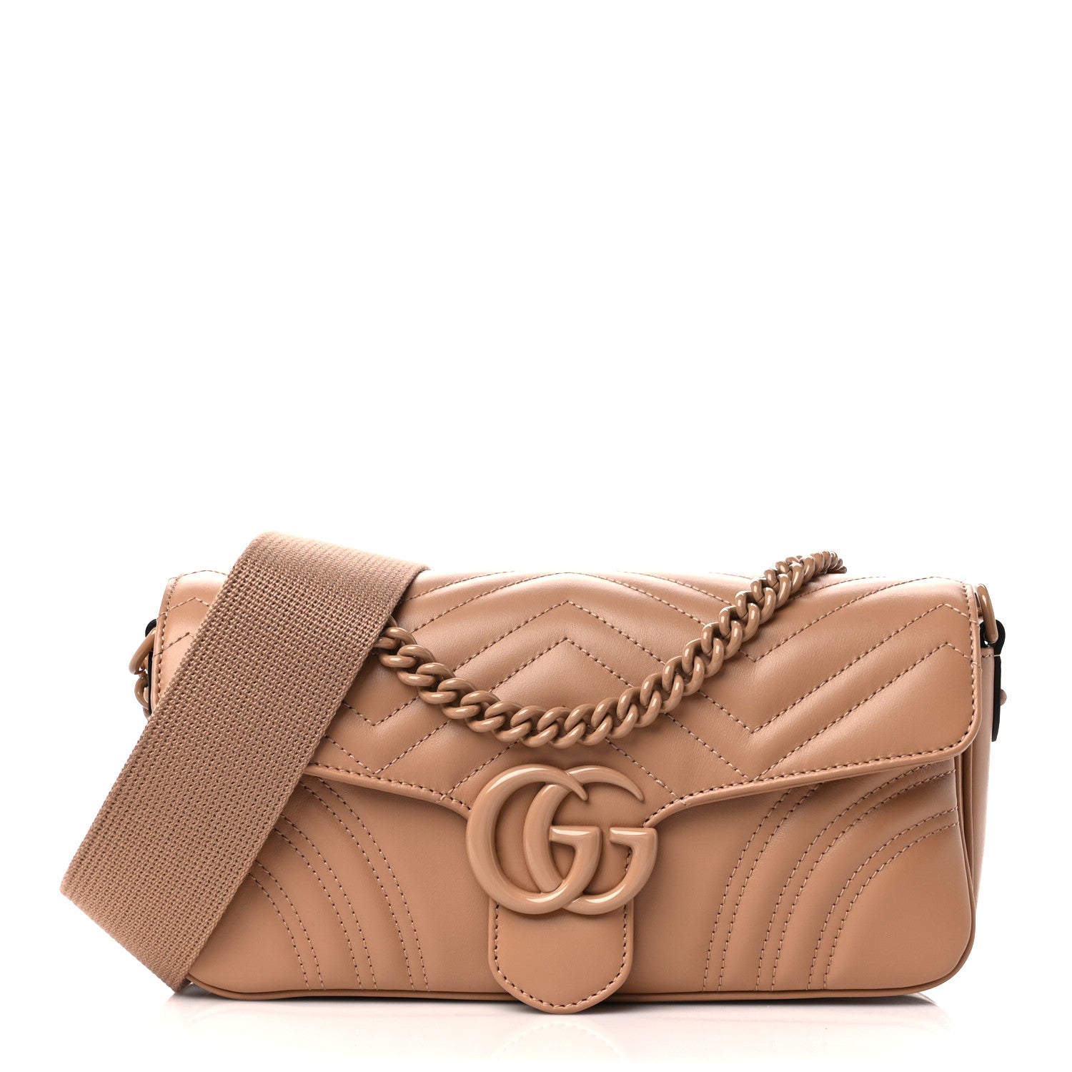Gucci Calfskin Matelasse Monochrome GG Marmont Crossbody Shoulder Bag Camelia Winter Rose 1 of 11