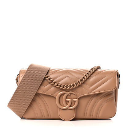 Gucci Calfskin Matelasse Monochrome GG Marmont Crossbody Shoulder Bag Camelia Winter Rose 1 of 11