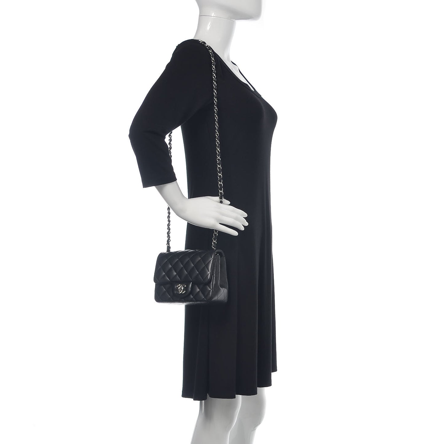 Lambskin Quilted Mini Square Flap Black