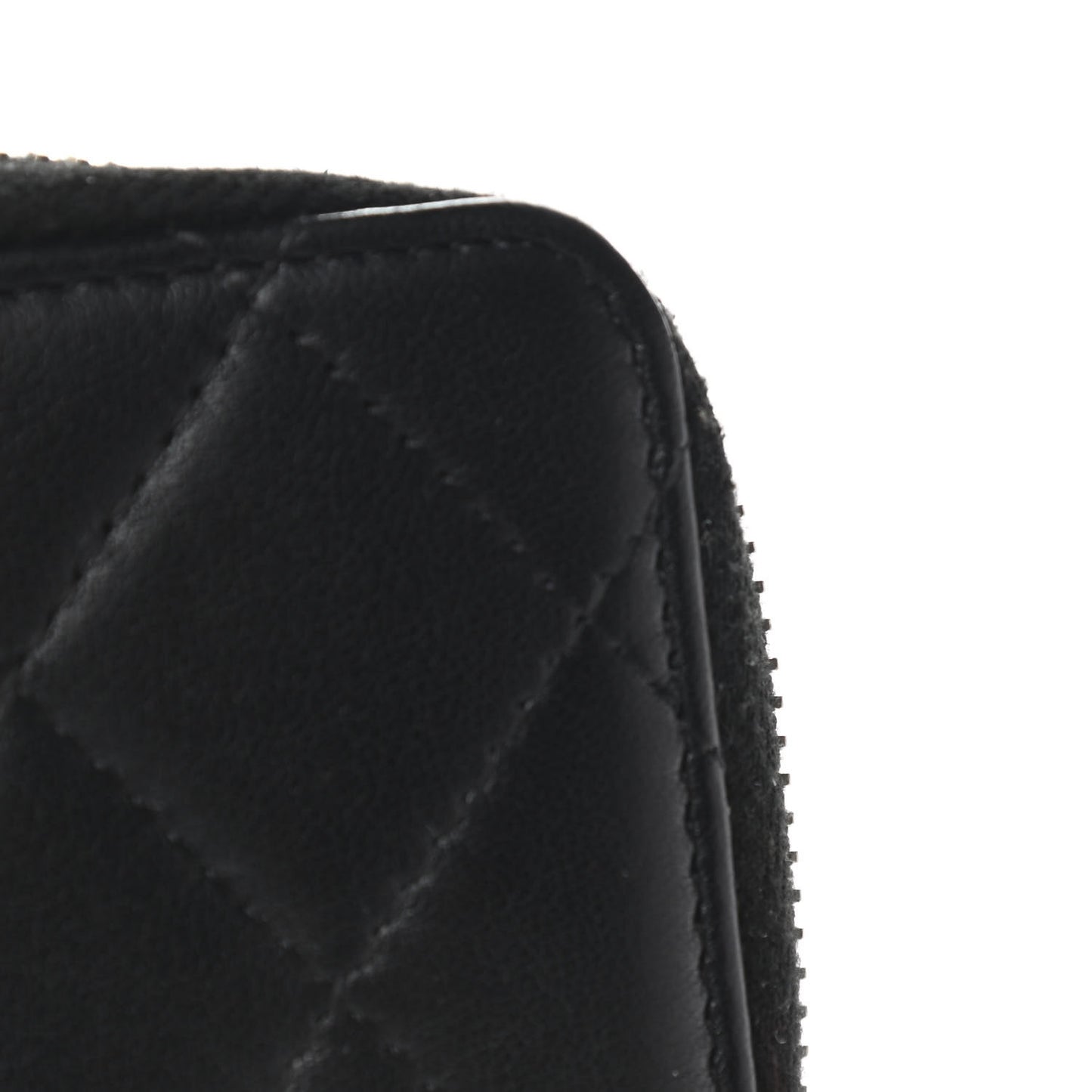 Lambskin Quilted Zip Around Coin Purse Black