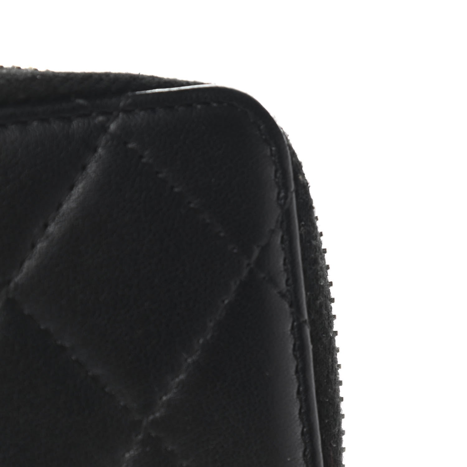 Chanel Lambskin Quilted Zip Around Coin Purse Black 8 of 9