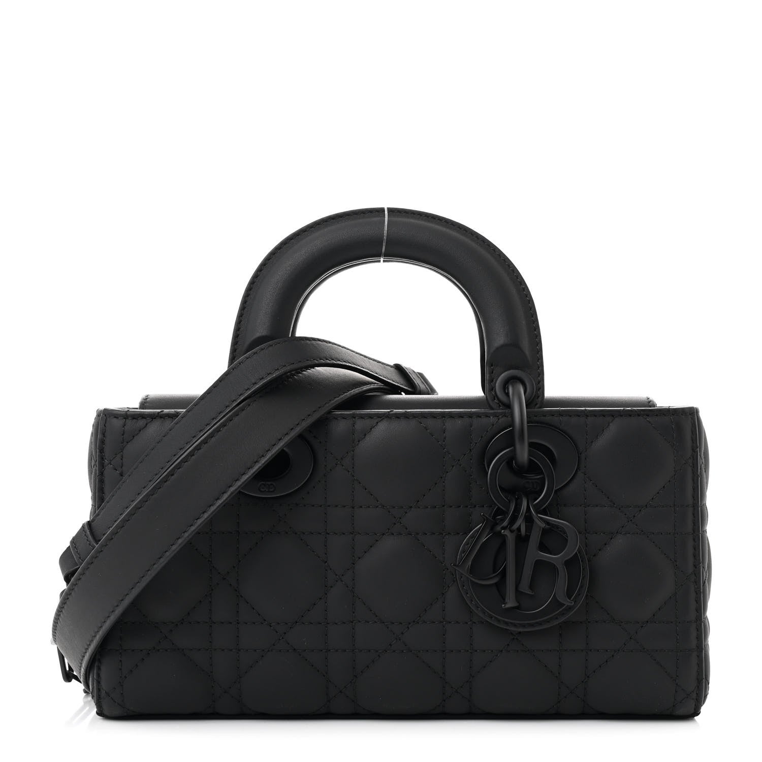 Dior ブラック ドラムバッグ Christian Dior Ultra Matte Calfskin Cannage Medium Lady D-Joy