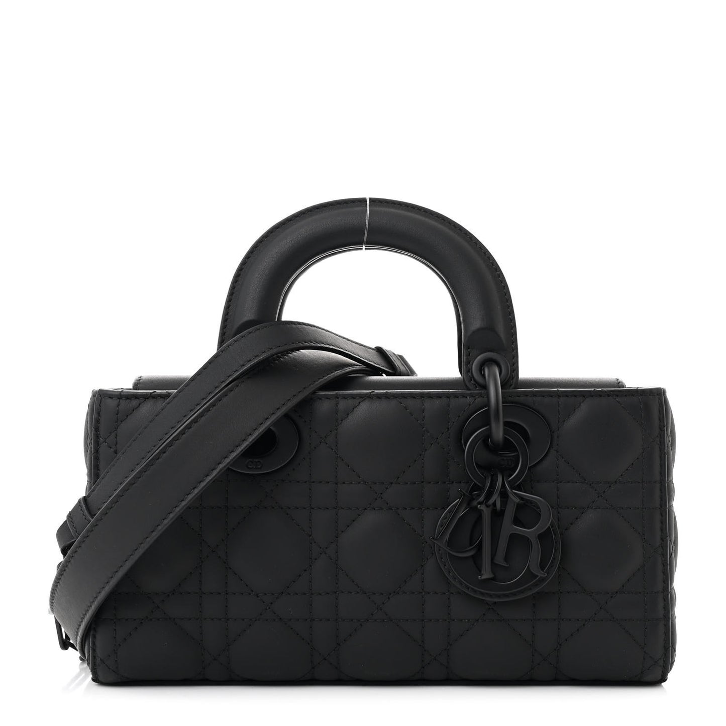 Ultra Matte Calfskin Cannage Medium Lady D-Joy Black