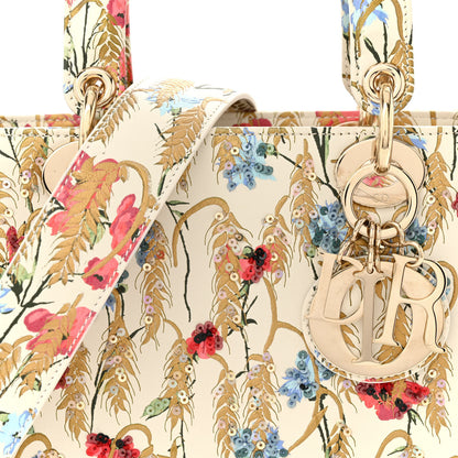 Christian Dior Calfskin Hibiscus Printed Embroidered My ABCDior Lady Dior Beige Multicolor 8 of 15