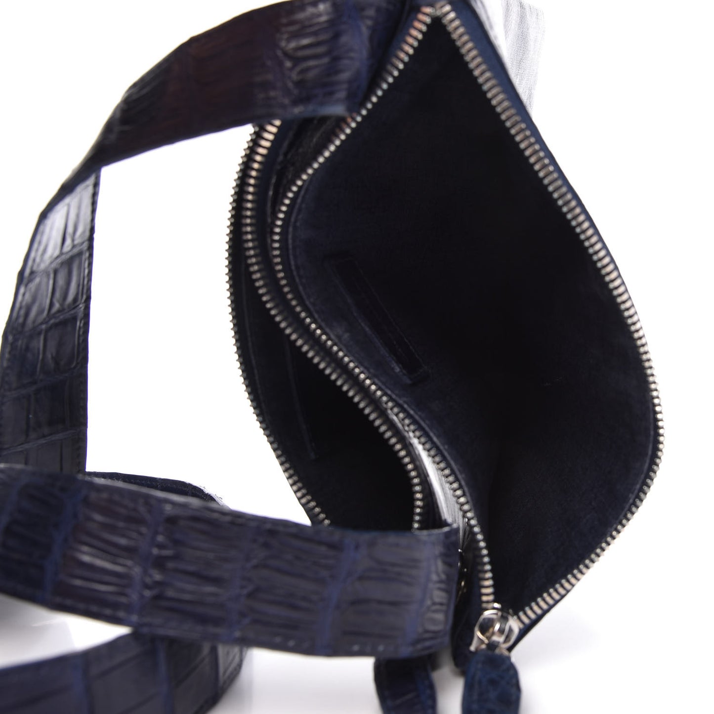 Crocodile Linen Crossbody Bag Navy