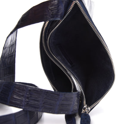Nancy Gonzalez Crocodile Linen Crossbody Bag Navy 6 of 11
