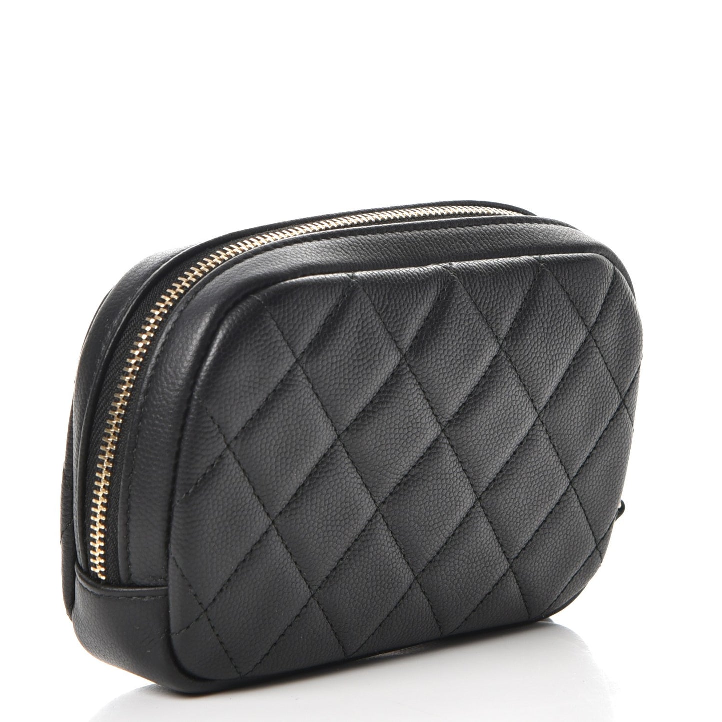 Caviar Quilted Small Curvy Pouch Cosmetic Case Black