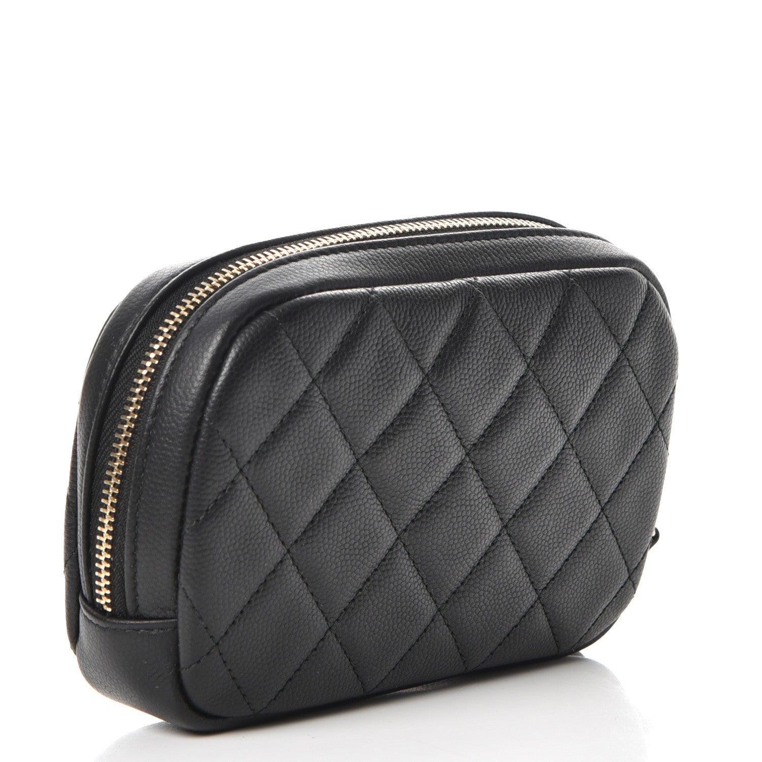 Chanel Caviar Quilted Small Curvy Pouch Cosmetic Case Black 3 of 7