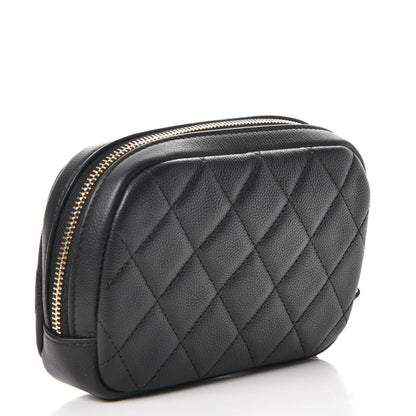 Chanel Caviar Quilted Small Curvy Pouch Cosmetic Case Black 3 of 7