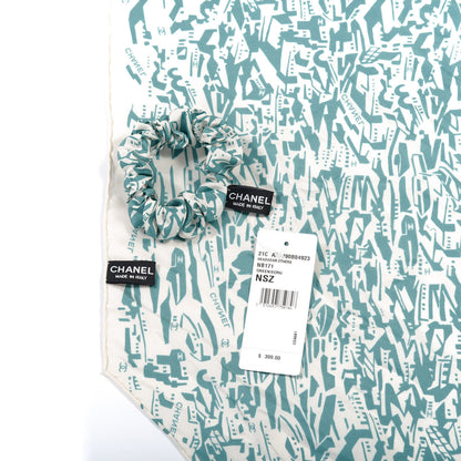 Chanel Silk CC Twilly Hair Tie Green Ecru 4 of 4
