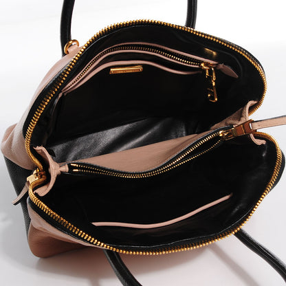 Miu Miu Goatskin Madras Top Handle Tote Cammeo Nero Black 5 of 8