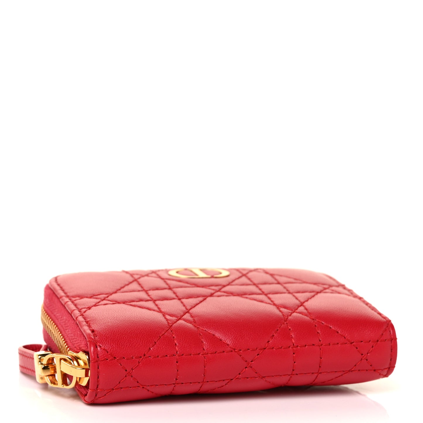 Lambskin Cannage Mini Caro Zipped Pouch Raspberry