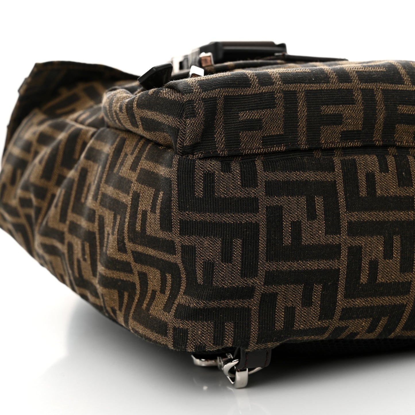 Recycled Fabric Jacquard Vitello Astro FF 1974 Small Fendiness Backpack Tobacco Moro Black