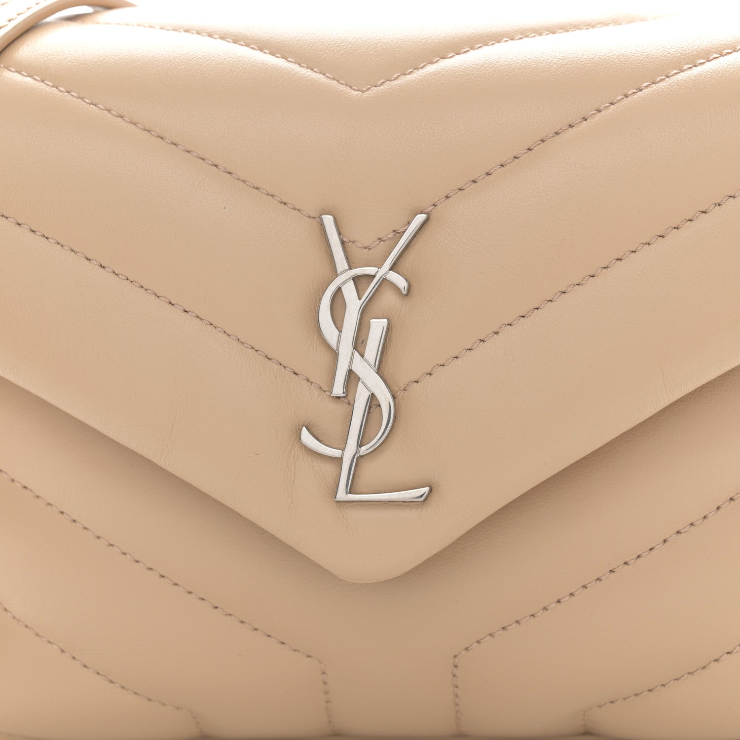 Saint Laurent Calfskin Y Quilted Monogram Toy Loulou Crossbody Bag Nude Powder 8 of 11