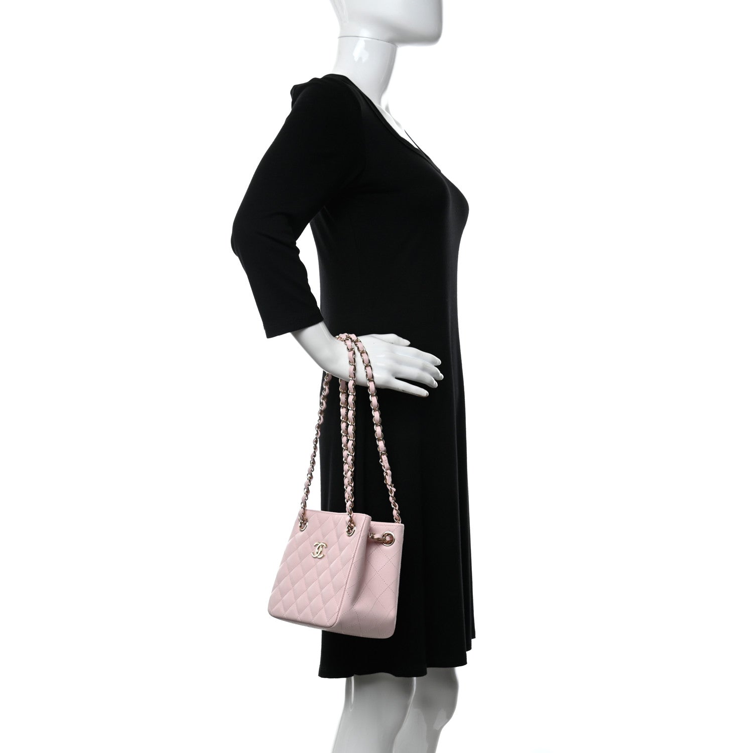 Chanel Caviar Quilted Mini Bucket Bag Pink 2 of 10