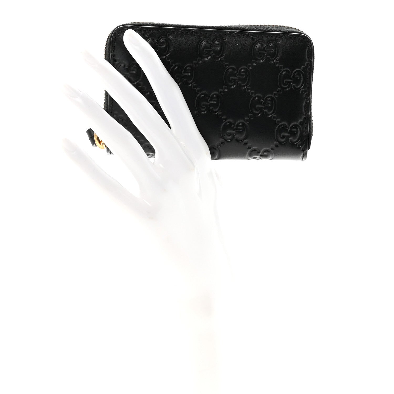 Gucci Guccissima Zip Around Coin Purse Wallet Black 2 of 7