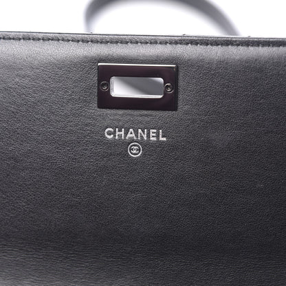 Chanel Aged Calfskin Chevron Quilted Reissue 2.55 Square Wallet On Chain WOC So Black 6 of 12