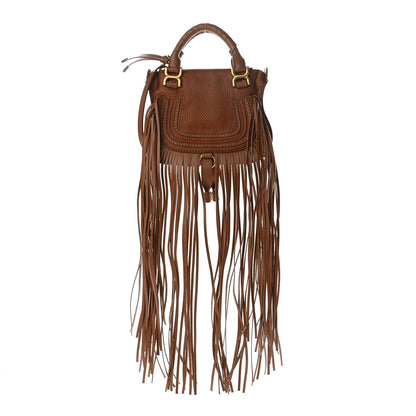 Chloe Shiny Small Grain Calfskin Mini Marcie Multi Fringe Satchel Tan 1 of 11