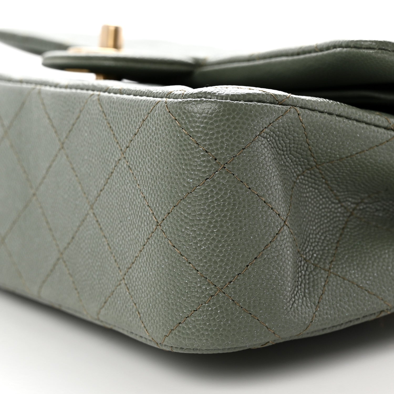 Chanel Iridescent Caviar Quilted Medium Double Flap Light Green 9 of 11