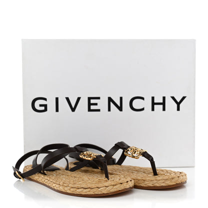 Givenchy Calfskin Raffia 4G Liquid Espadrille Sandals 35 Ebony Natural 11 of 11