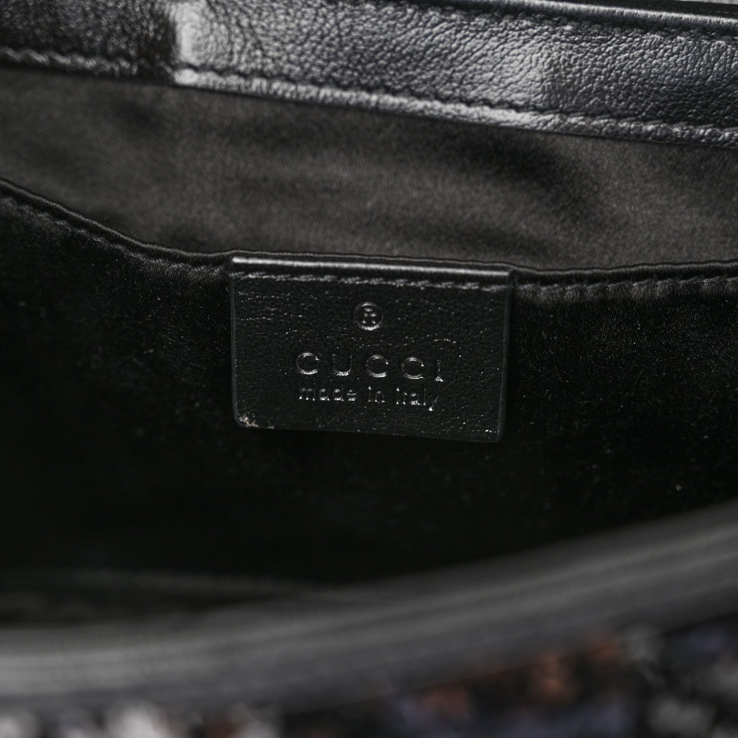 Gucci Sequin Matelasse Diagonal Mini GG Marmont Shoulder Bag Black 6 of 11