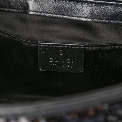 Gucci Sequin Matelasse Diagonal Mini GG Marmont Shoulder Bag Black 6 of 11