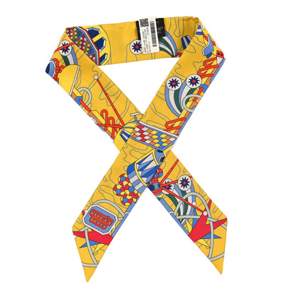 Hermes Silk Odyssey Twilly Jaune Vif Bleu Vert 1 of 3