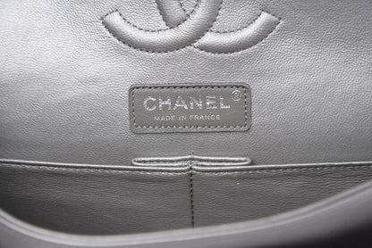 Chanel Metallic Caviar Chevron Quilted Medium Double Flap Silver 6 of 16