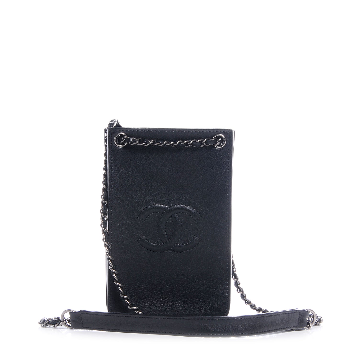 Calfskin Crossbody CC Phone Holder Black