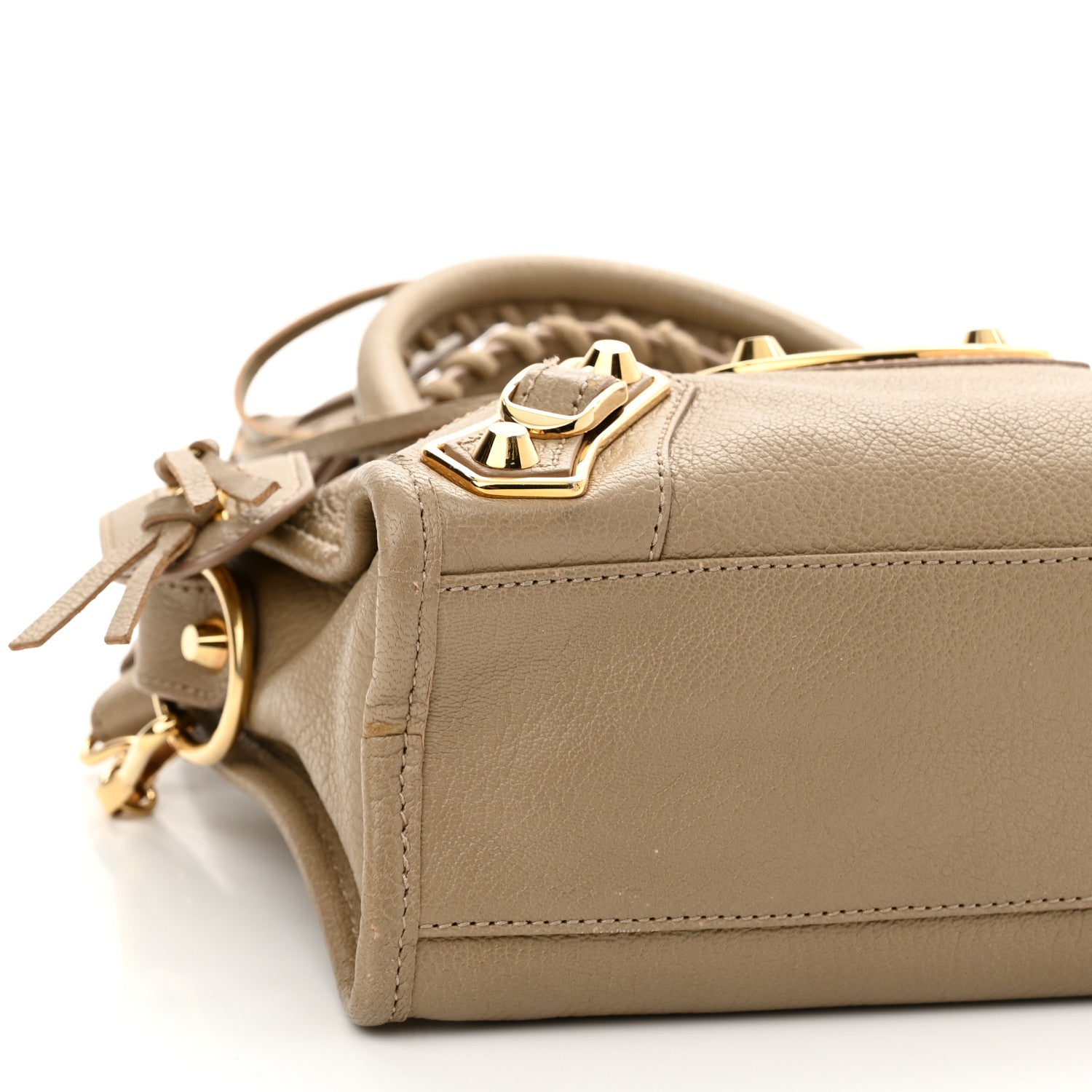 Balenciaga Chevre Gold Metallic Edge Hardware Mini City Beige Latte 10 of 10