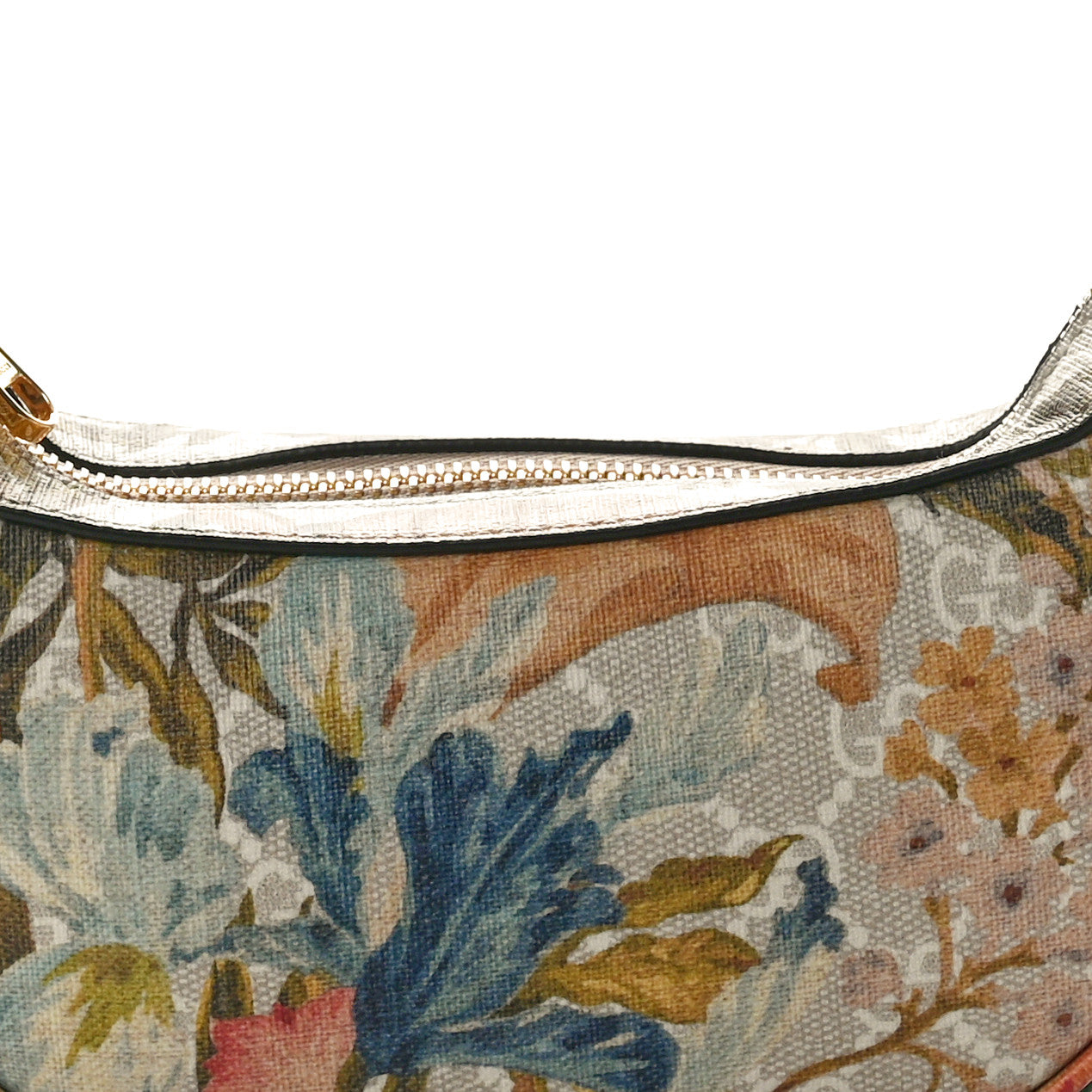 Gucci GG Supreme Monogram Water Flora Web Mini Ophidia Half Moon Hobo Beige White Multicolor 8 of 10