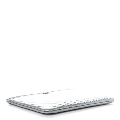 Chanel Calfskin Quilted Large Boy Chain Around Cosmetic Case Silver 4 of 12