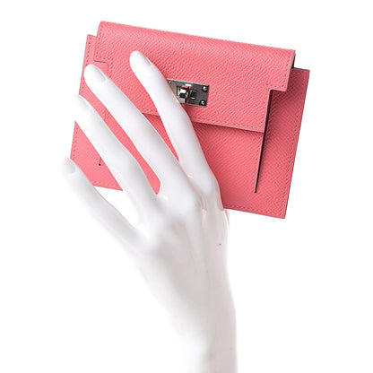 Hermes Epsom Kelly Pocket Compact Wallet Rose Azalee 2 of 7