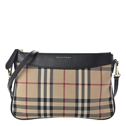Burberry Horseferry Check Peyton Crossbody Clutch Bag Black 1 of 10