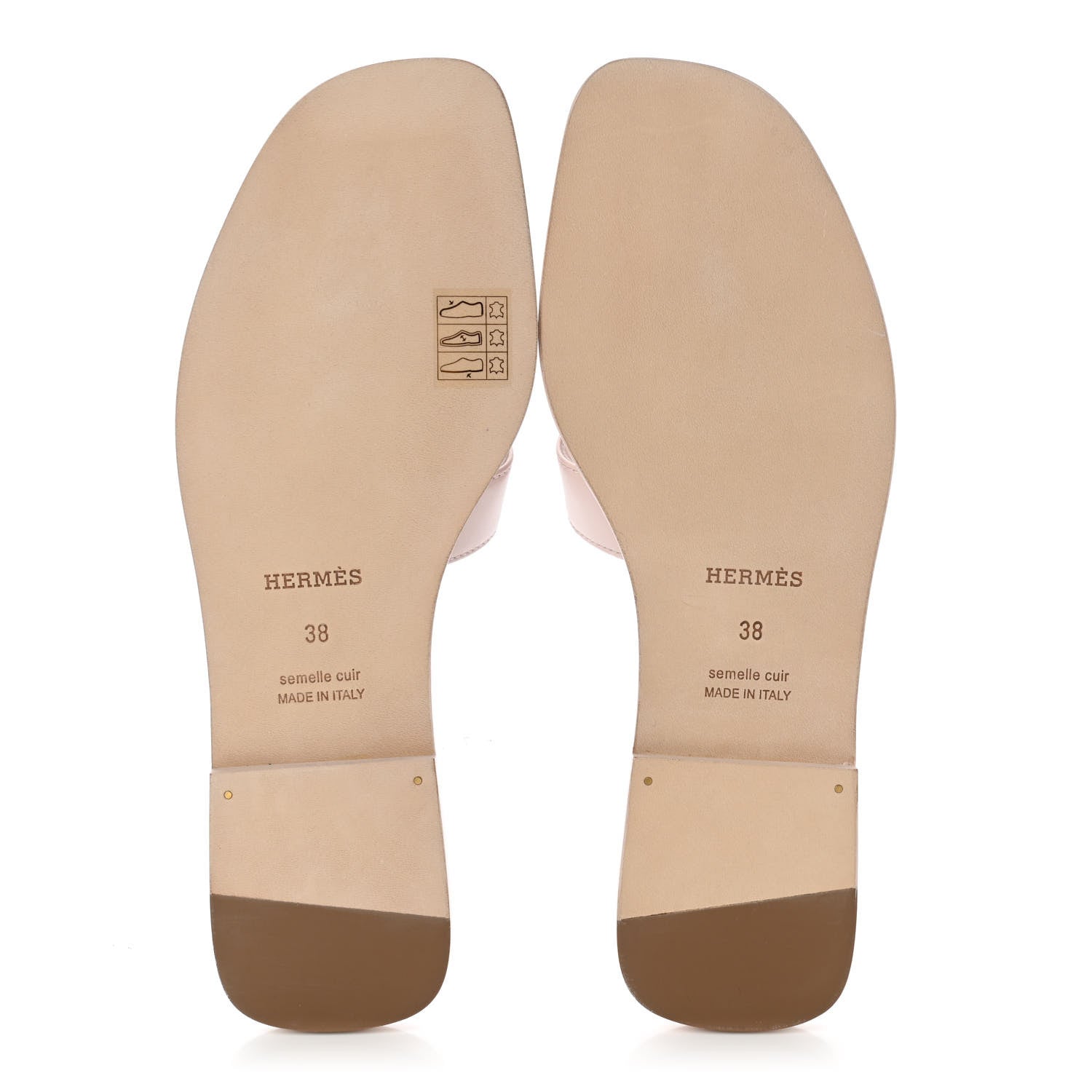 Hermes Box Calfskin Oran Sandals 38 Rose Pale 5 of 8