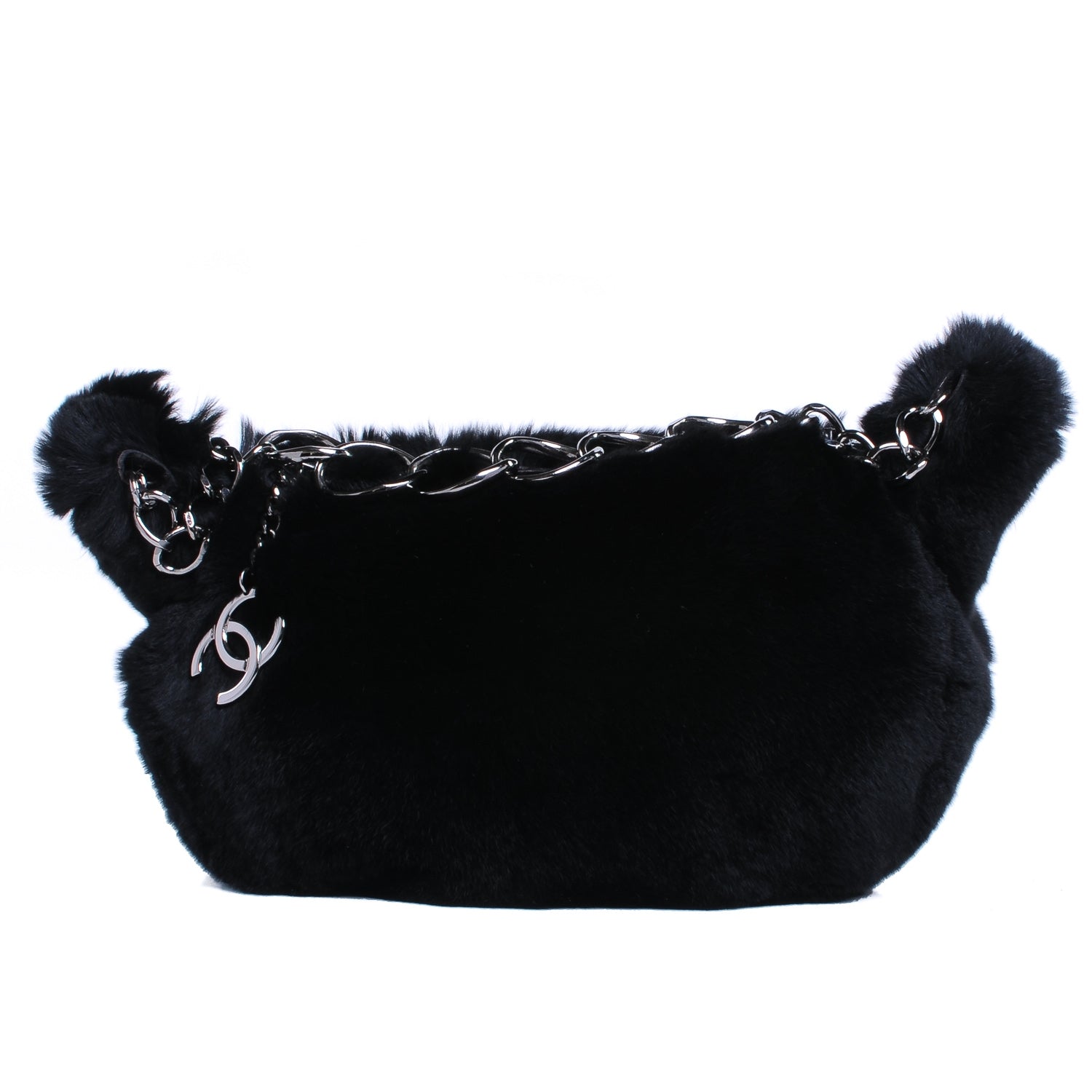Chanel Rabbit Fur Hobo Black 1 of 6