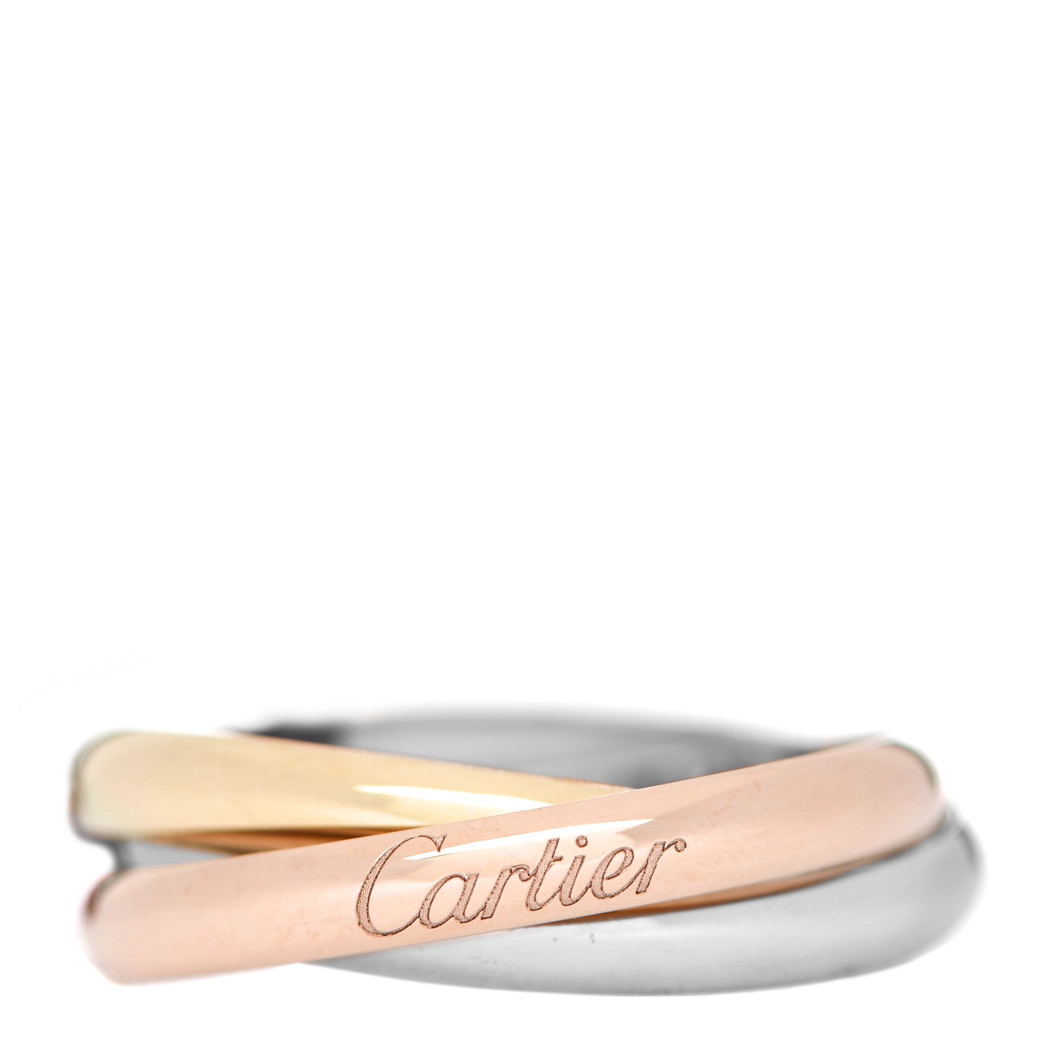 Cartier 18K Pink Yellow White Gold Small Trinity Ring 60 9 1 of 6
