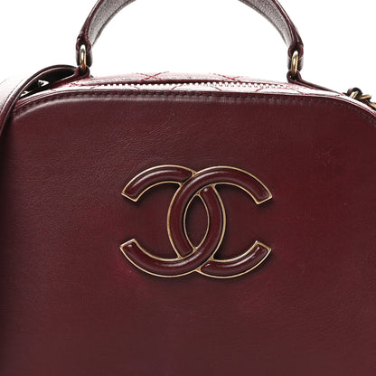 Chanel Shiny Calfskin Goatskin Quilted Small Coco Curve Vanity Burgundy 8 of 10