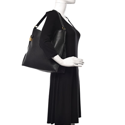 Tom Ford Pebbled Calfskin Small Alix Padlock Zip Hobo Bag Black 2 of 11